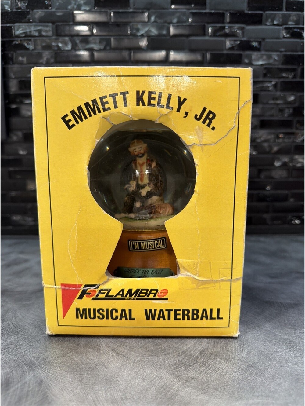 Emmett Kelly Jr Classified Information Musical Snow Globe Water Globe Flambro